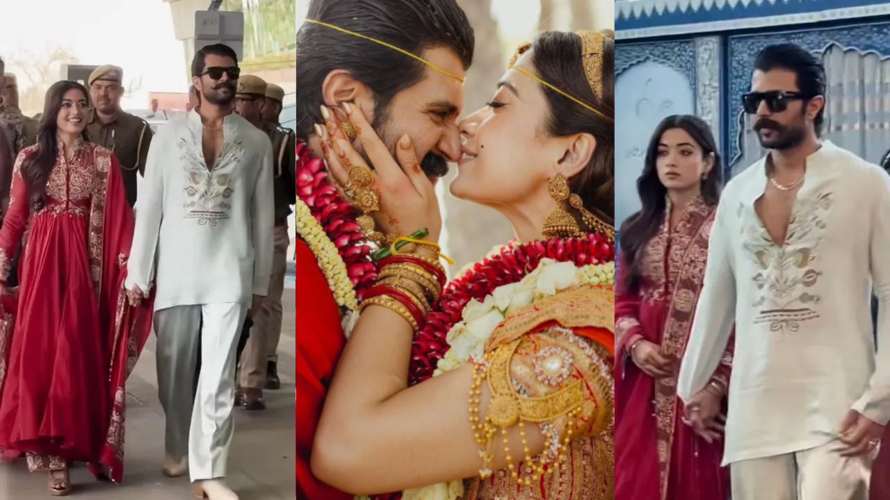 virosh vijay deverakonda rashmika mandanna spotted at udaipur airport after wedding video viral