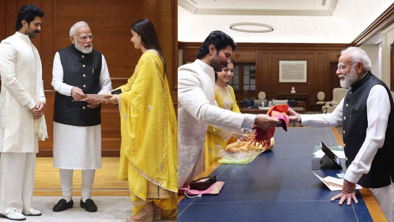 vijay deverakonda rashmika mandanna meet pm narendra modi reception invite