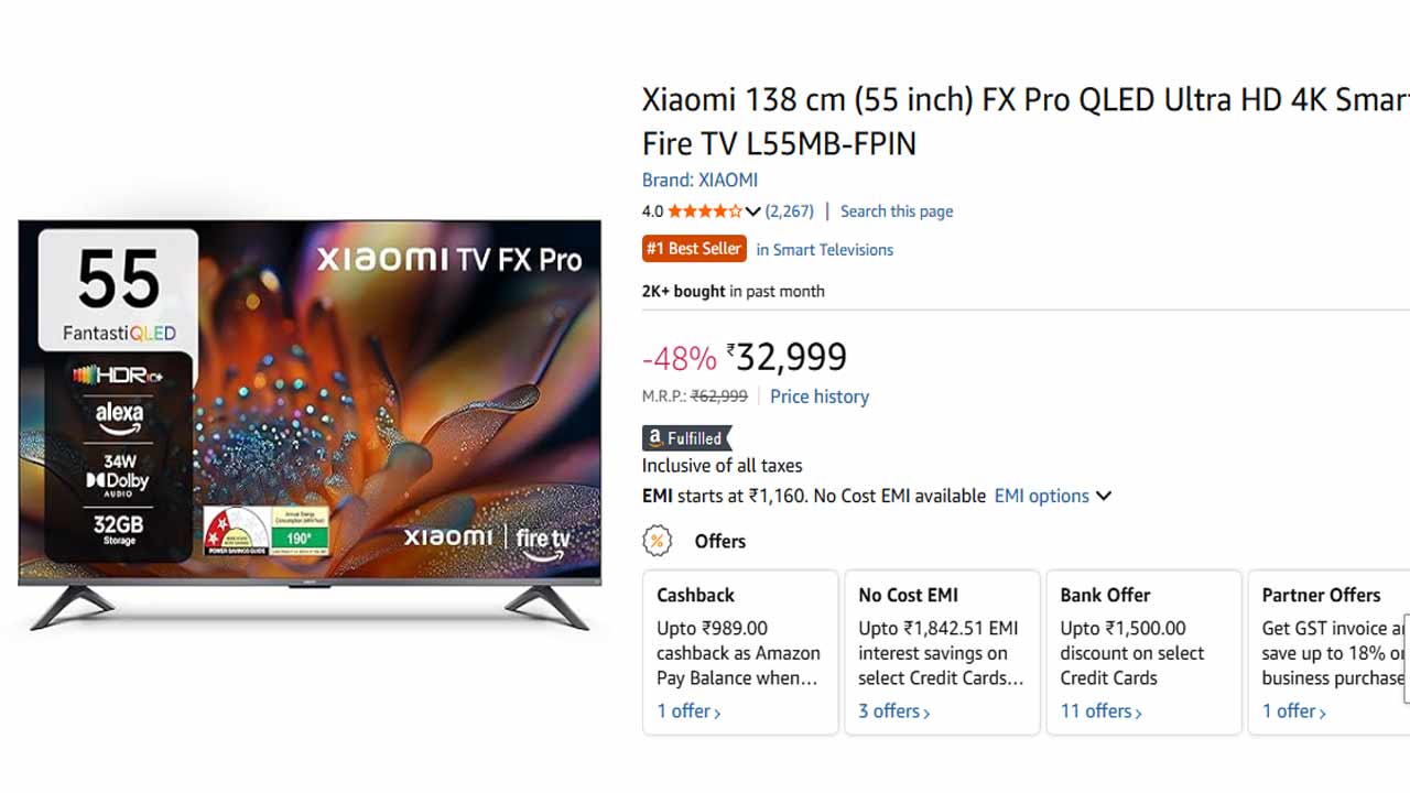 అమెజాన్ సేల్‌లో Xiaomi ధమాకా…! Best 55-inch TV Under 35k.. ఇలాంటి డీల్ మళ్ళీ రాదు.!