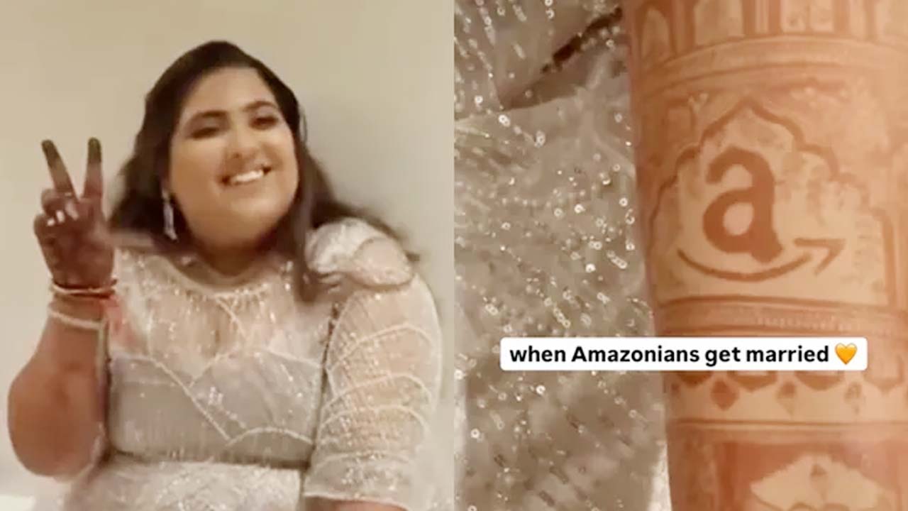 Amazon Logo Mehndi: అమెజాన్ లో చిగురించిన ప్రేమ.. పెళ్లిలో చేతిపై ఐకానిక్ స్మైల్ లోగోతో వధువు