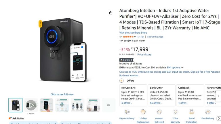 Flat 31% Discount : భారతదేశపు మొట్టమొదటి అడాప్టివ్ వాటర్ ప్యూరిఫైయర్‌పై భారీ డీల్..!