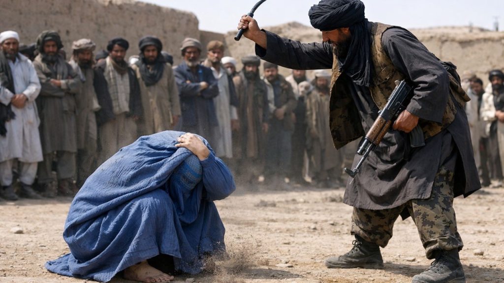 Taliban enforcers overseeing public punishment of women in Afghanistan under new domestic violence laws