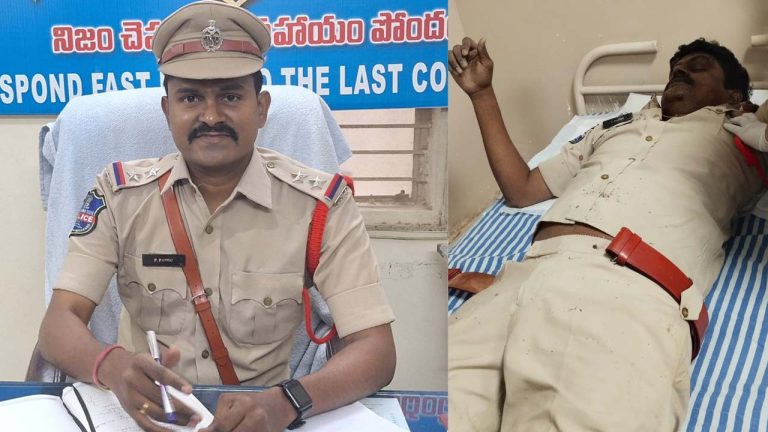 Sangareddy: పోలీస్ వాహనాన్ని  వెనుక నుండి ఢీకొట్టిన లారీ.. జోగిపేట ఎస్సైకి స్వల్ప గాయాలు