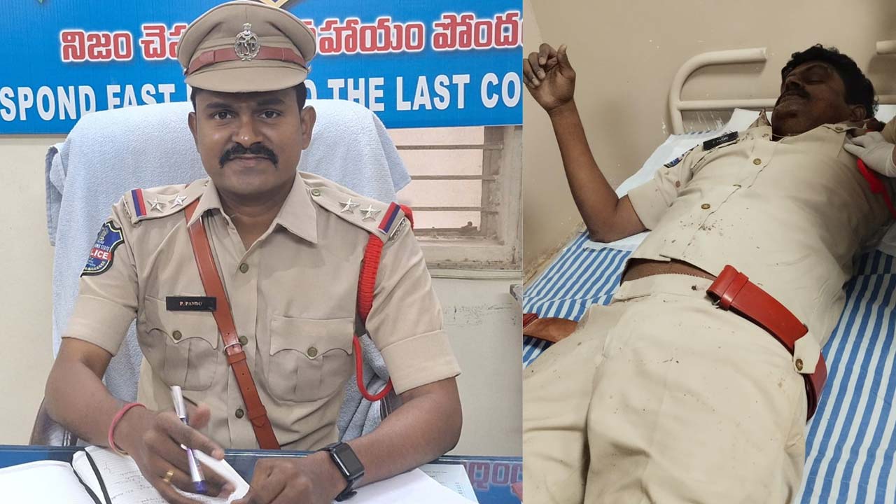 Sangareddy: పోలీస్ వాహనాన్ని  వెనుక నుండి ఢీకొట్టిన లారీ.. జోగిపేట ఎస్సైకి స్వల్ప గాయాలు