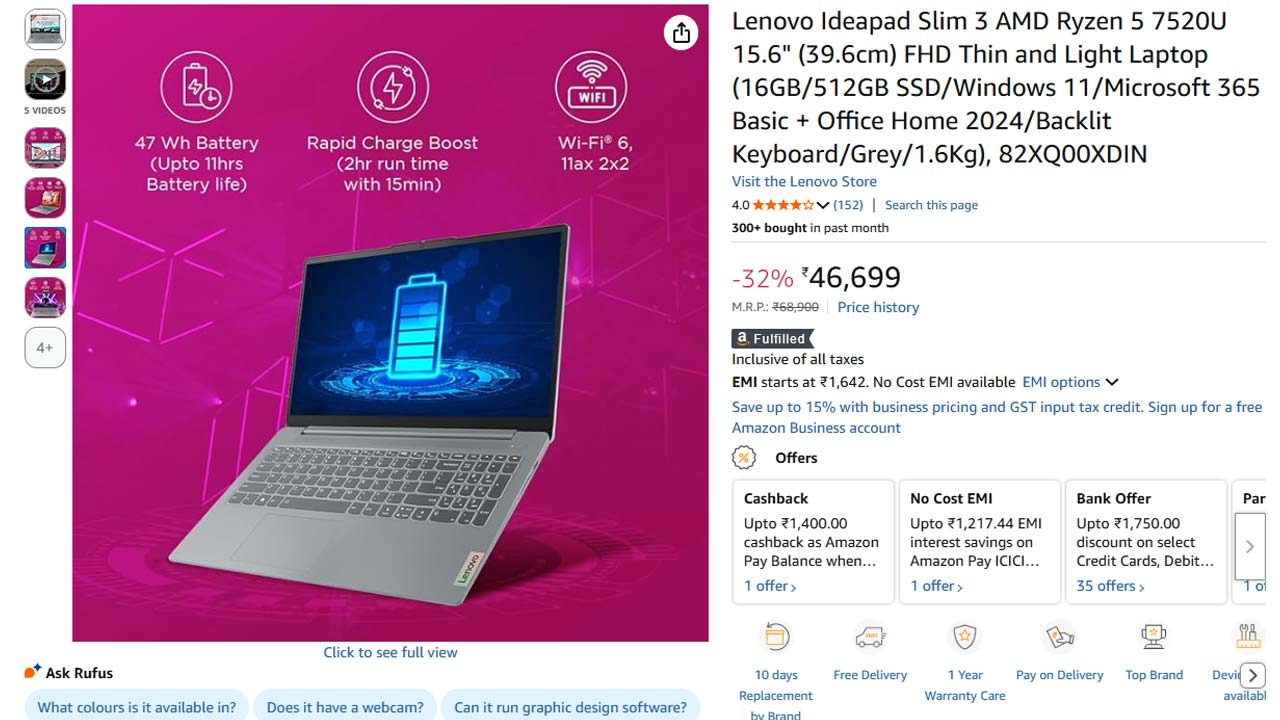 lenovo ideapad slim 3 ryzen 5 deal price drop amazon