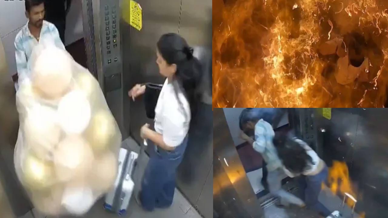 gas filled balloons caught fire and exploded inside residential lift in goregaon