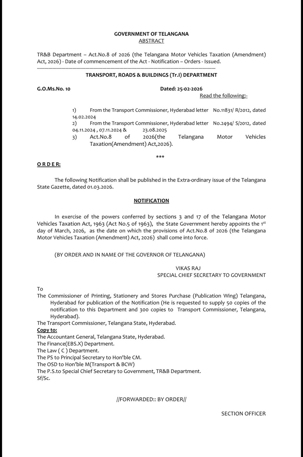 Telangana Road Safety Tax