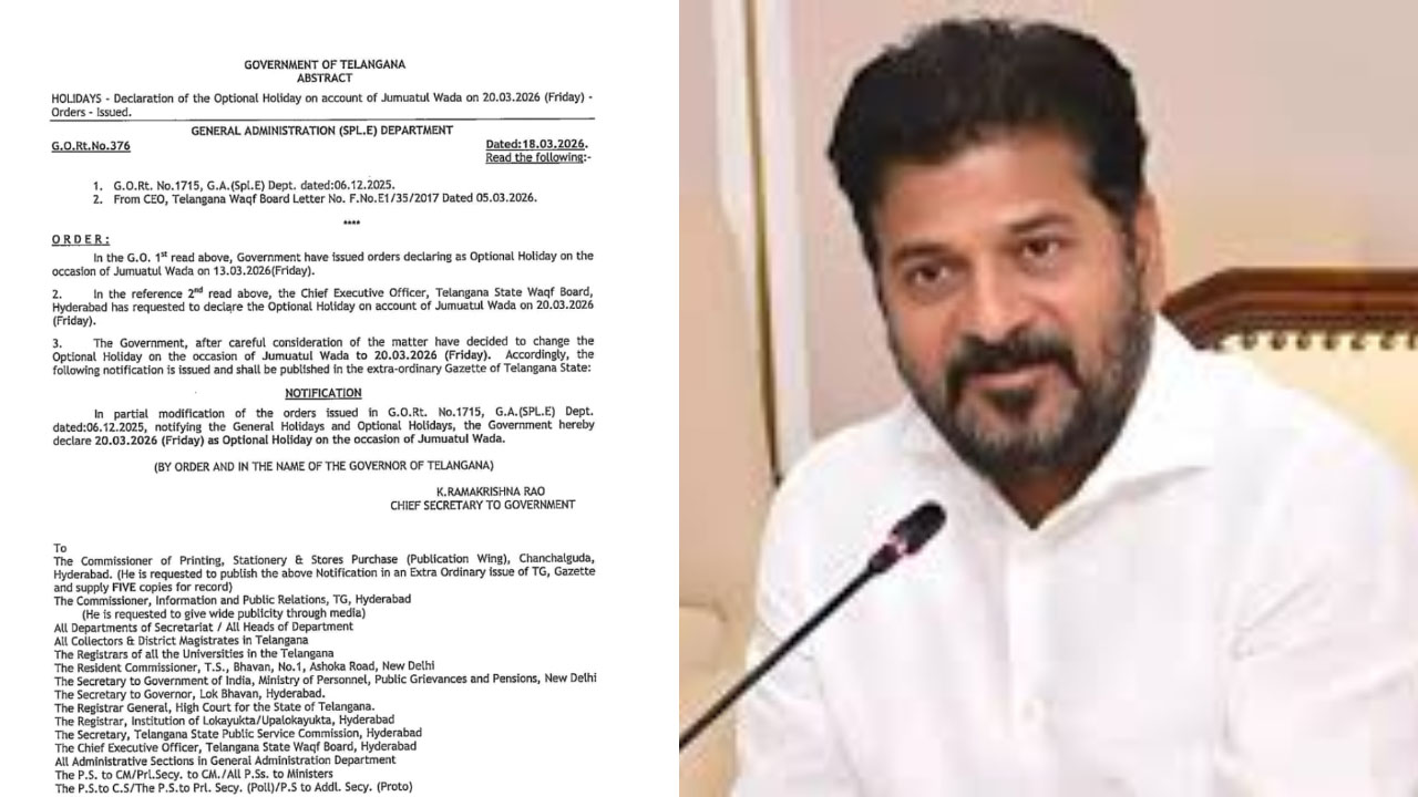 telangana optional holiday march 20 2026 jummat ul wada