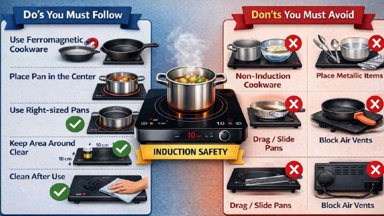 Induction safety: ఇండక్షన్ స్టవ్ వాడుతున్నారా.. చేయాల్సిన, చేయకూడని పనులు ఇవే..