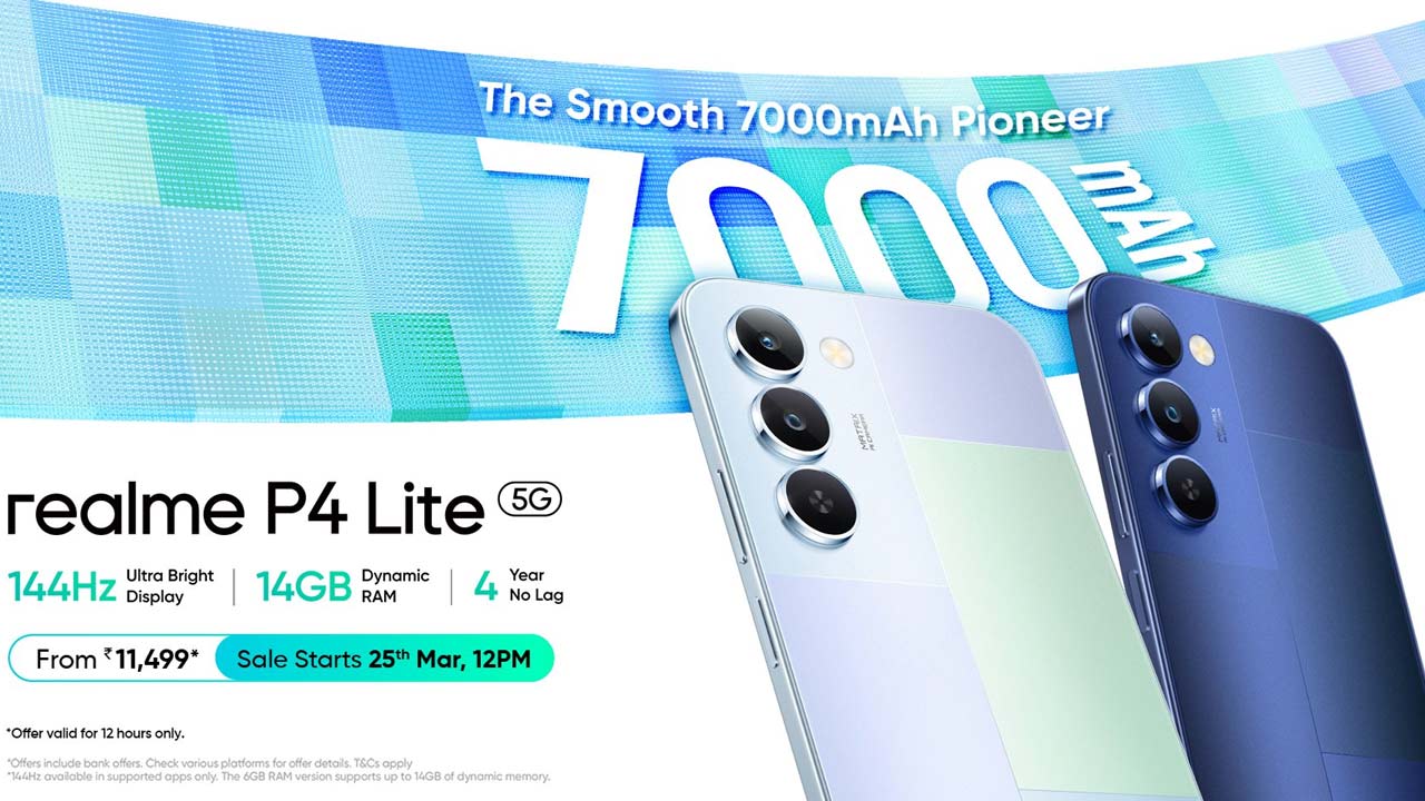 Realme P4 Lite 5G: 7,000mAh బ్యాటరీ, Dimensity 6300తో రియల్‌మీ 5G ఫోన్‌ విడుదల..
