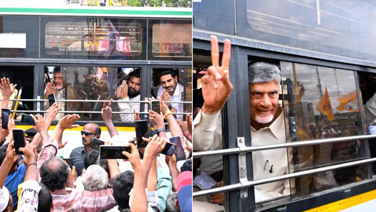 divyang shakti scheme launched cm chandrababu and pawan kalyan travel in rtc bus
