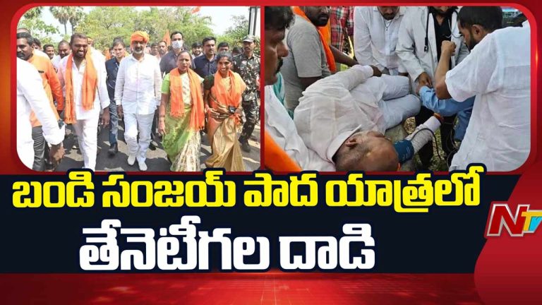 Bandi Sanjay : బండి సంజయ్ పాదయాత్రలో కలకలం.. తేనెటీగల దాడితో గందరగోళం.!