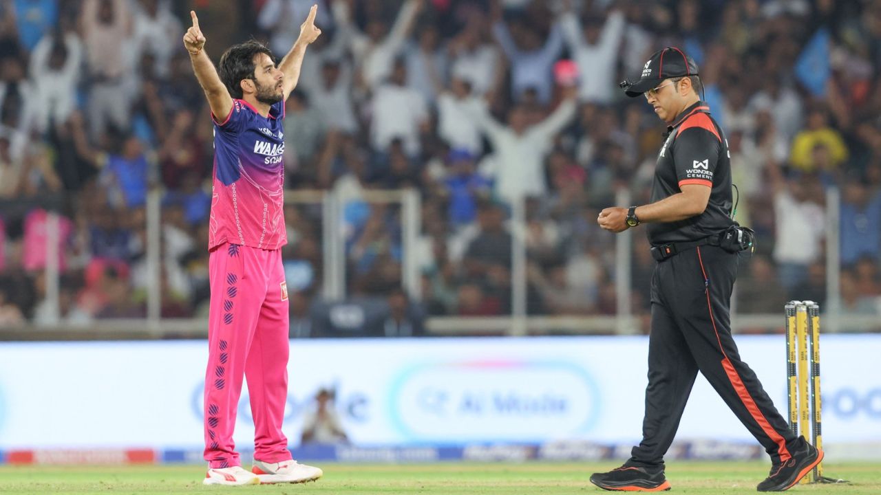 ravi bishnoi shines with 4 wickets wins player of the match in rr vs gt thriller