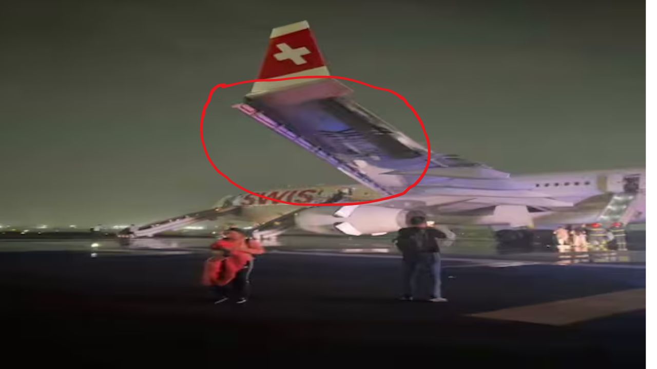 delhi airport incident swiss flight engine fire during takeoff 6 passengers injured