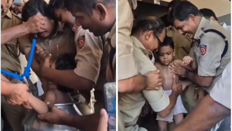 OMG: ఆడుకుంటూ గంగాళంలో ఇరుక్కున్న చిన్నారి.. చివరి ప్రయత్నంలో ఇలా..