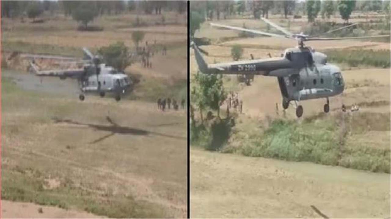 up army helicopters land village banda mock drill villagers panic