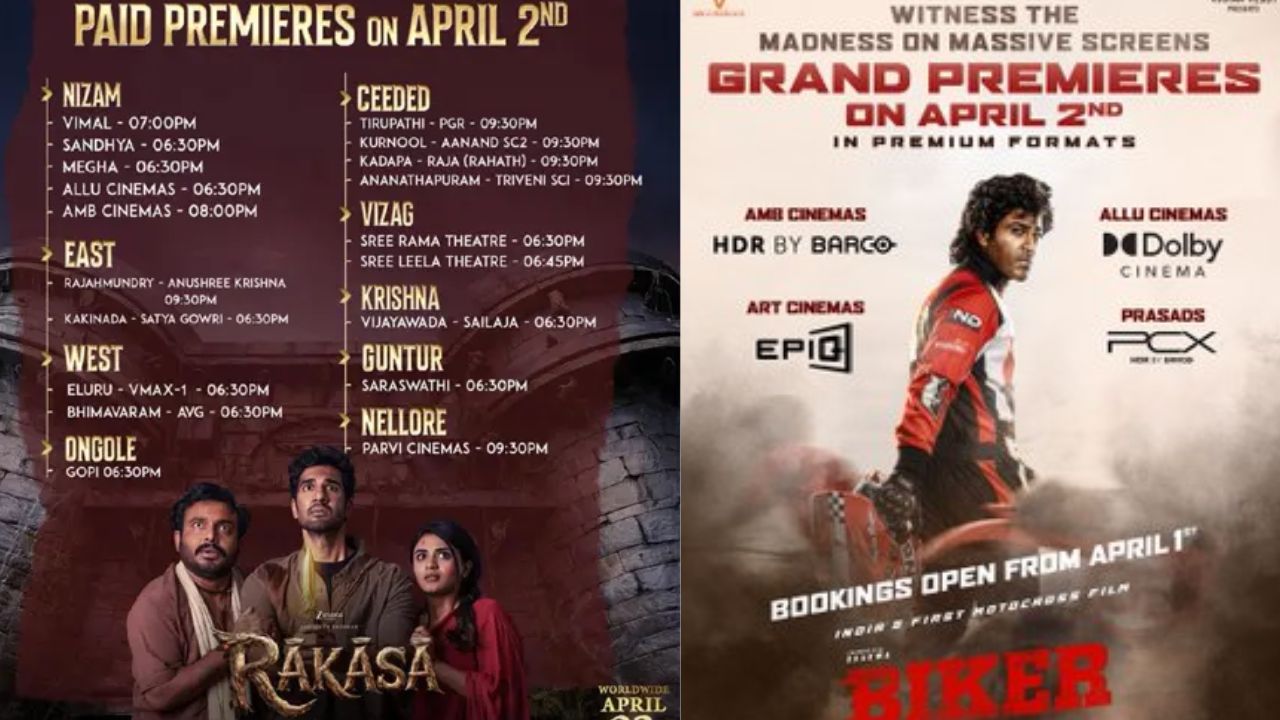 rakasa and biker movie paid premiers updates telugu box office 2026