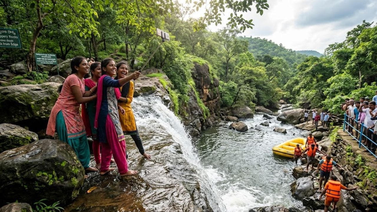 selfie accident in alluri district three young women die after falling into waterfall