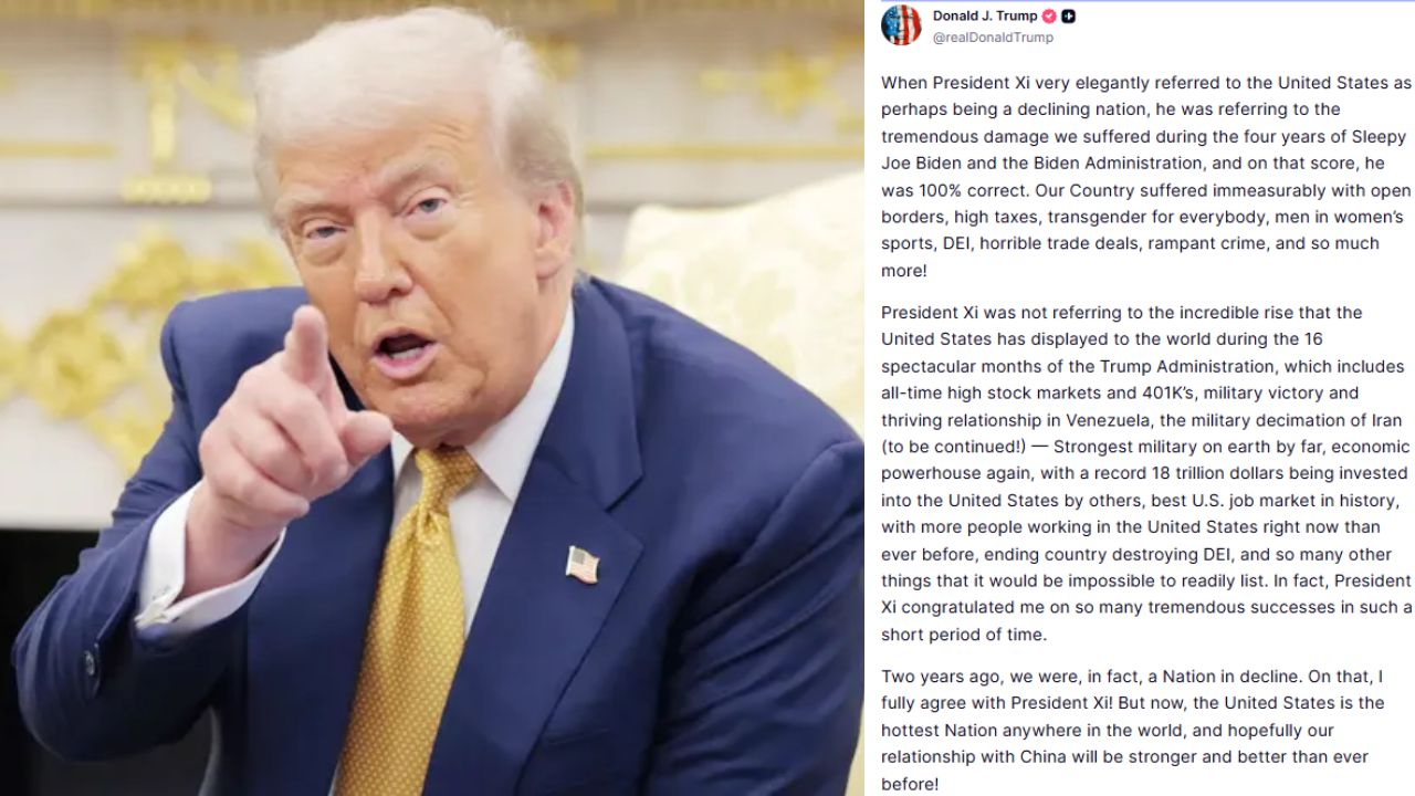 Donald Trump: “అమెరికా క్షీణించింది 100% నిజమే”.. జిన్‌పింగ్ వ్యాఖ్యలపై ట్రంప్ సంచలన పోస్ట్..!