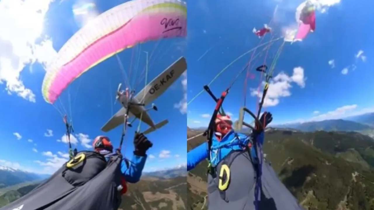 Paraglider: మహిళా పారాగ్లైడర్ గాల్లో ఉండగానే.. పారాచూట్‌ మధ్య నుంచి దూసుకెళ్లిన విమానం.. చూస్తే ఊపిరి ఆడదు (వీడియో)