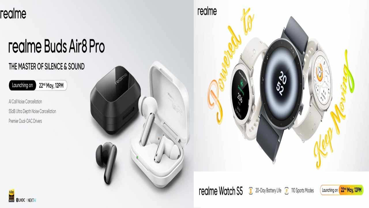 realme buds air8 pro and watch s5 launch on may 22 with advanced ai features