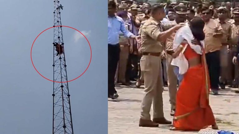 UP: భర్త కోసం టవరెక్కిన మహిళ.. గంట తర్వాత ఏం జరిగిందంటే..!