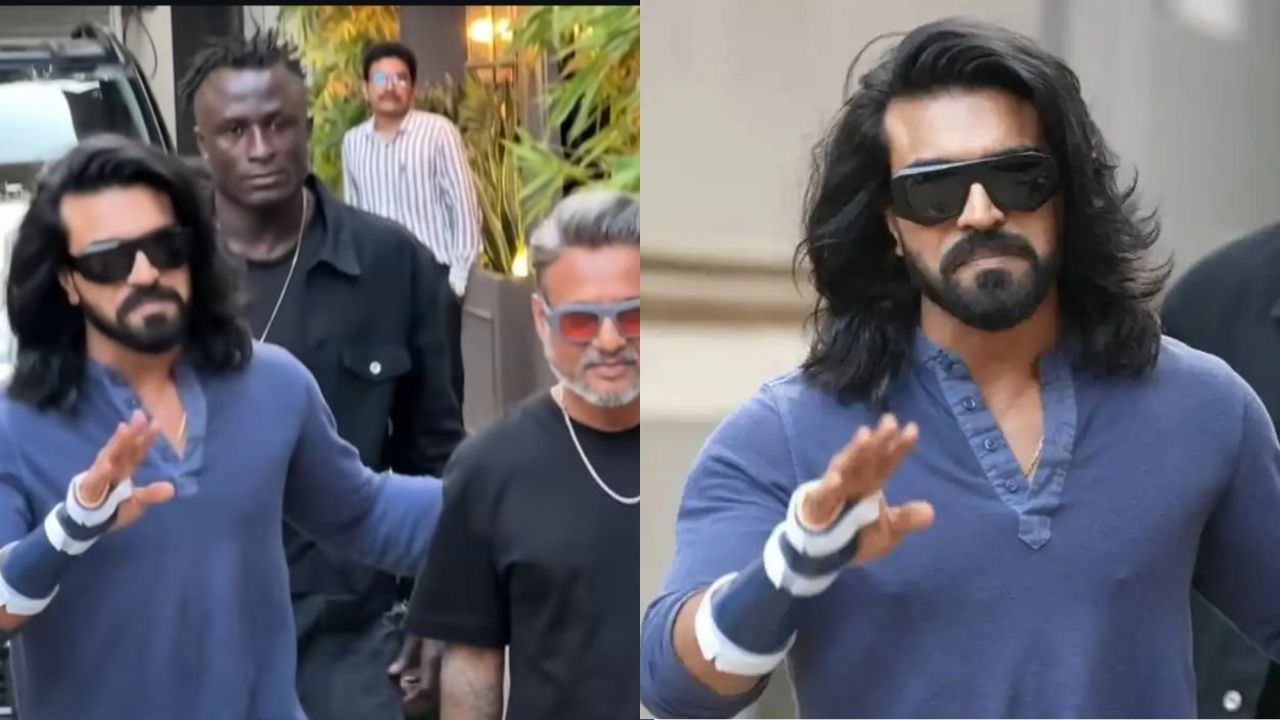 ram charan spotted with hand support brace in mumbai minor injury