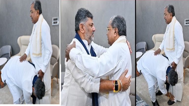 Karnataka Politics: సీఎం ఇంట్లో ఎమోషనల్ సీన్.. సిద్ధరామయ్య కాళ్లకు మొక్కిన డీకే శివకుమార్..
