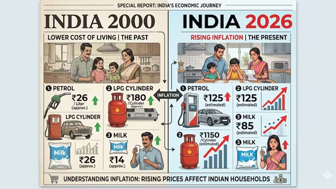 india price rise petrol lpg milk cost comparison 2000 vs 2026