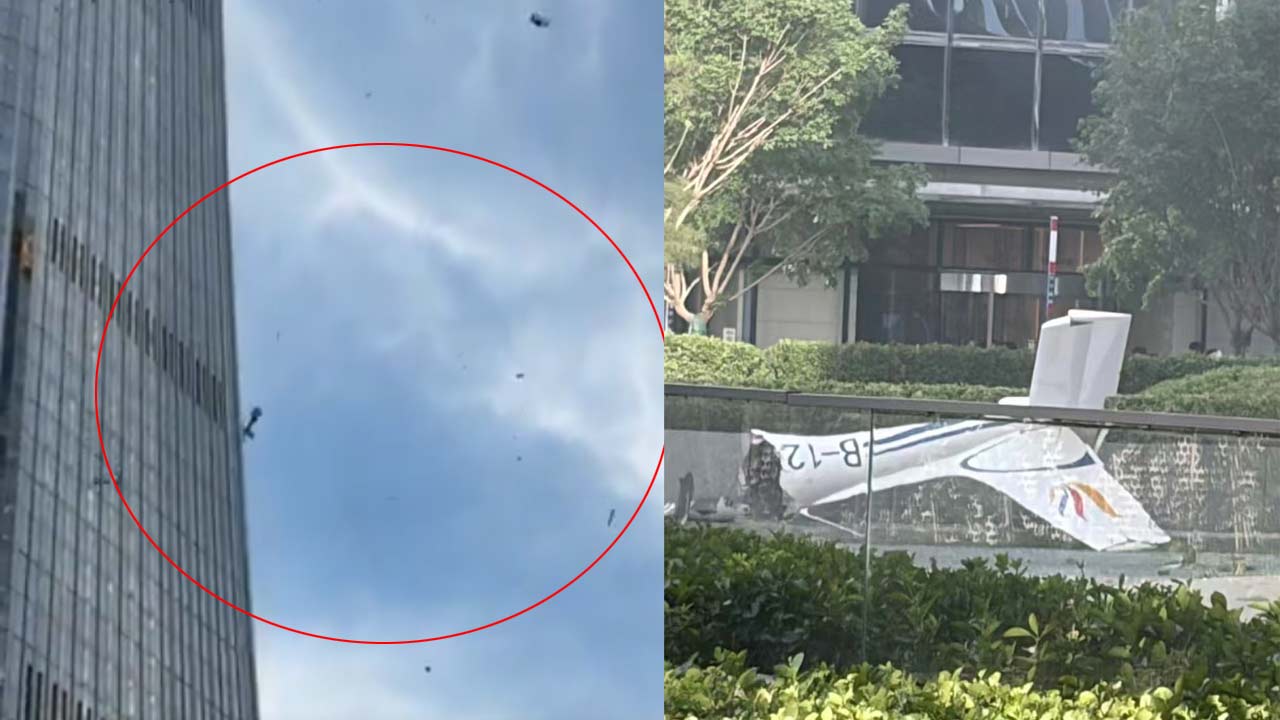 beijing plane crash aircraft hits china zun tallest building video viral