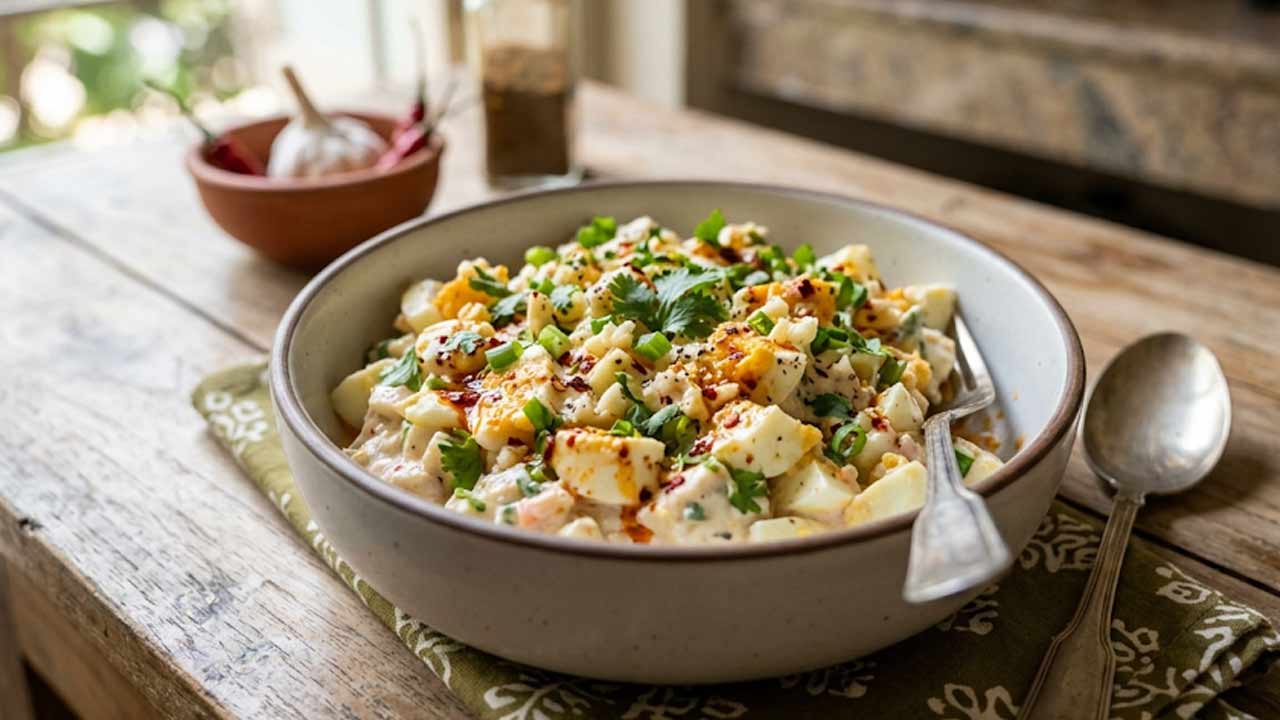 Chilli Garlic Egg Salad Recipe: ఉదయాన్నే ఎనర్జీ కావాలా? 5 నిమిషాల్లో రెడీ.. రుచికరమైన హై-ప్రోటీన్ ఎగ్ సలాడ్