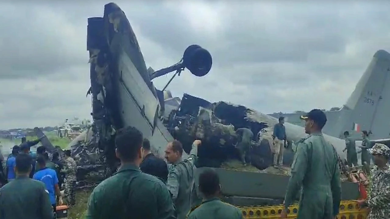 iaf an 32 aircraft catches fire after landing at jorhat airbase assam