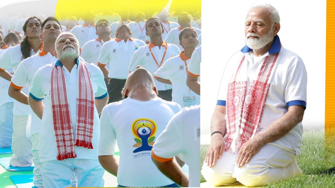 international yoga day 2026 pm modi performs yoga with 35000 people in kolkata