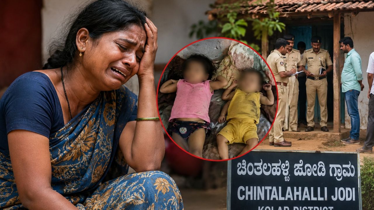 karnataka tragedy mother allegedly kills two children after husbands death in kolar