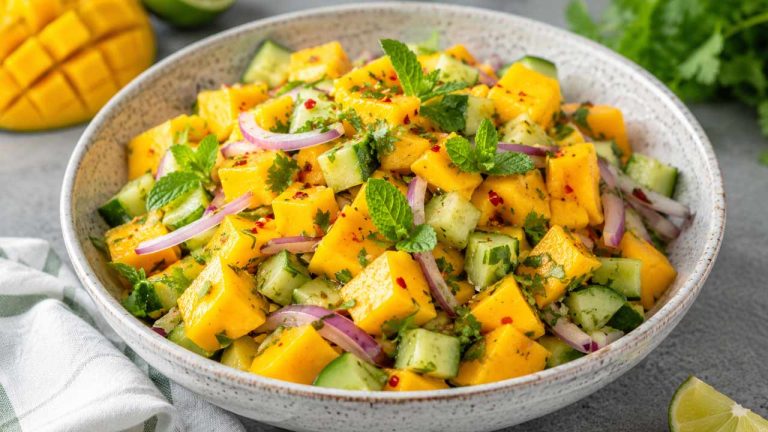 Mango Salad Recipe: చల్లదనాన్ని అందించే తీపి-పులుపు రుచుల మామిడి సలాడ్.. ఇంట్లోనే సులభంగా తయారు చేసుకోండి!