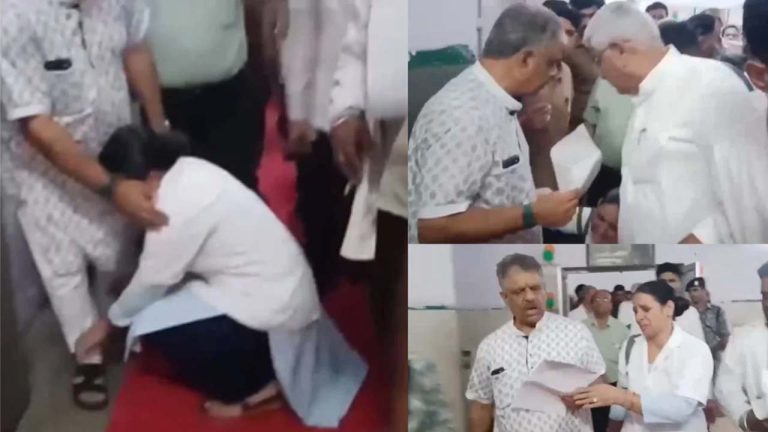 Nurse Transfer Request: మంత్రి కాళ్లపై పడి కన్నీరు పెట్టుకున్న నర్సు.. కారణం ఏంటంటే?