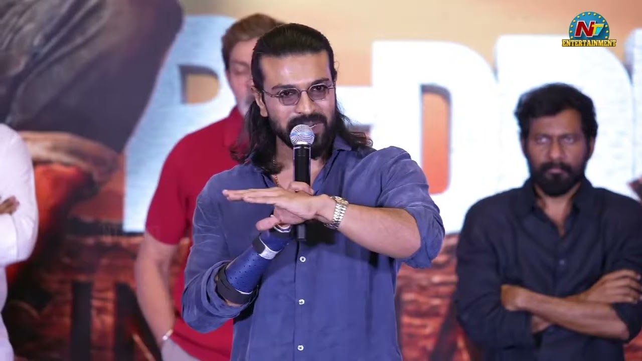 ram charan emotional speech jagapathi babu acting peddi thanks meet