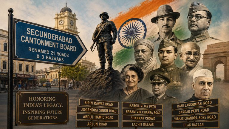 Secunderabad: కంటోన్మెంట్‌లో బ్రిటిష్ పేర్లు తొలగింపు.. 21 రోడ్లు, 3 బజార్లకు వీర జవాన్లు, మహనీయుల నామకరణం!