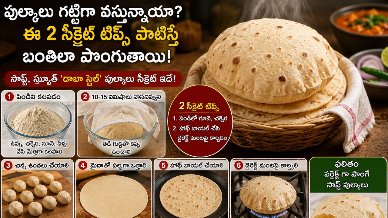 Soft Pulka Tips: పుల్కాలు గట్టిగా వస్తున్నాయా? ఈ 2 సీక్రెట్ టిప్స్ పాటిస్తే బంతిలా పొంగుతాయి!