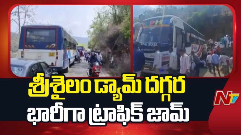 Traffic Jam : శ్రీశైలం వద్ద ట్రాఫిక్ నరకం.. 5 కిలోమీటర్ల మేర నిలిచిపోయిన వాహనాలు!