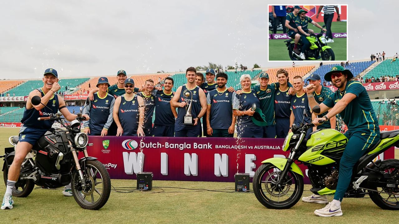 Tim David Bike Celebration: బంగ్లాదేశ్‌పై ఆసీస్ క్లీన్‌స్వీప్.. బైక్‌పై స్టేడియం చుట్టేసిన టిమ్ డేవిడ్.. వైరల్ వీడియో.!