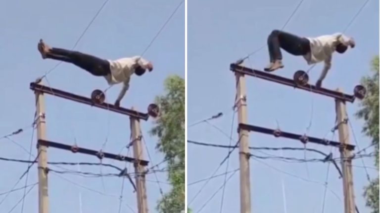 Viral Video: ఎవరయ్యా ఈయన.. మద్యం మత్తులో 11KV విద్యుత్ స్తంభం ఎక్కి తీగలపై పడుకున్నాడు.!