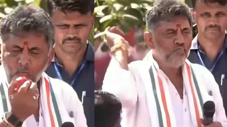 DK Shiva Kumar: సగం తిన్న ఆపిల్ విసరడం అహంకారమే.. డీకే‌పై బీజేపీ ఫైర్..