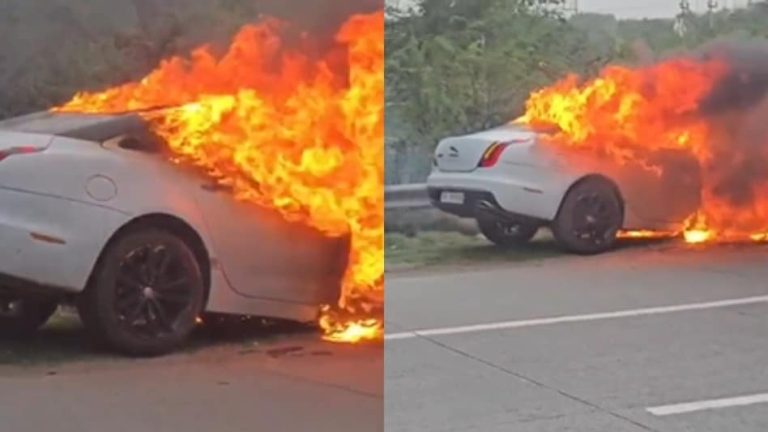 Car Accident: యమునా ఎక్స్‌ప్రెస్‌వేపై దారుణం.. కదులుతున్న జాగ్వార్ కారులో అగ్నిప్రమాదం..