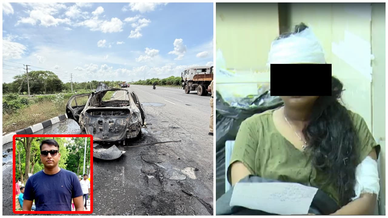 karnataka kidnap car explosion ex boyfriend dies tumakuru highway