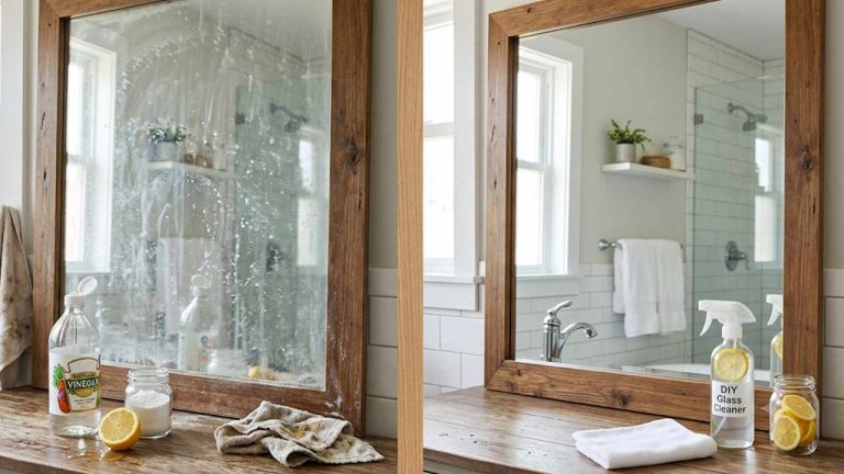 Bathroom Mirror Cleaning Tips: బాత్రూమ్ అద్దంపై తెల్లటి మొండి మరకలా..? ఇంట్లో ఉన్న వస్తువులతోనే నిమిషాల్లో ఈజీ క్లీనింగ్