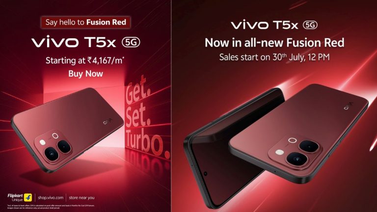 7,200mAh బ్యాటరీ, Dimensity 7400 Turbo చిప్‌తో vivo T5x 5G కొత్త Fusion Red కలర్ వేరియంట్ లాంచ్..!