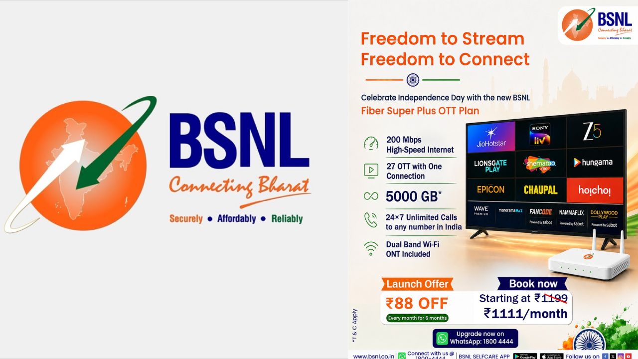 BSNL పెద్ద స్కెచే వేసిందిగా.. రూ.1,111కే 200 Mbps స్పీడ్, 5000GB డేటా, 25+ OTT ప్లాట్ ఫార్మ్స్.!