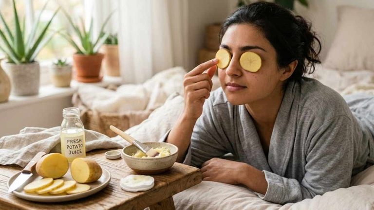 Dark Circles Under Eyes: కళ్ల కింద నల్లటి వలయాలకు ఇంటి చిట్కా.. బంగాళాదుంపతో ఈ విధంగా!