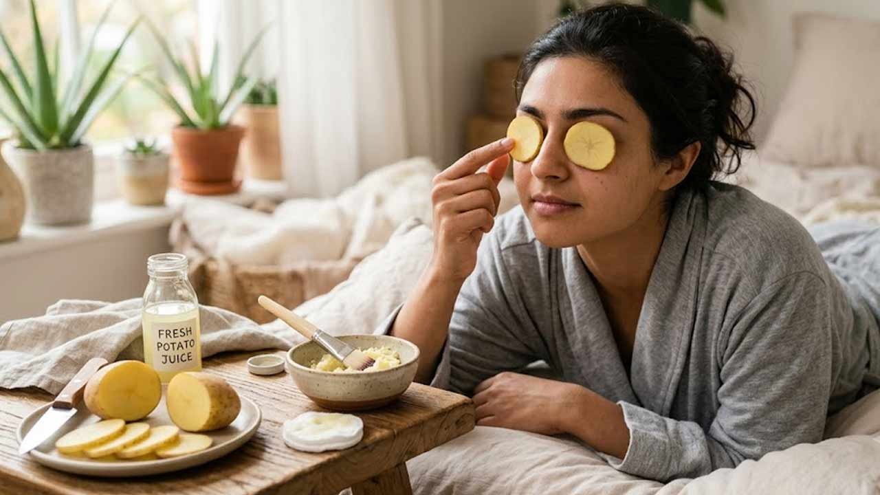 Dark Circles Under Eyes: కళ్ల కింద నల్లటి వలయాలకు ఇంటి చిట్కా.. బంగాళాదుంపతో ఈ విధంగా!